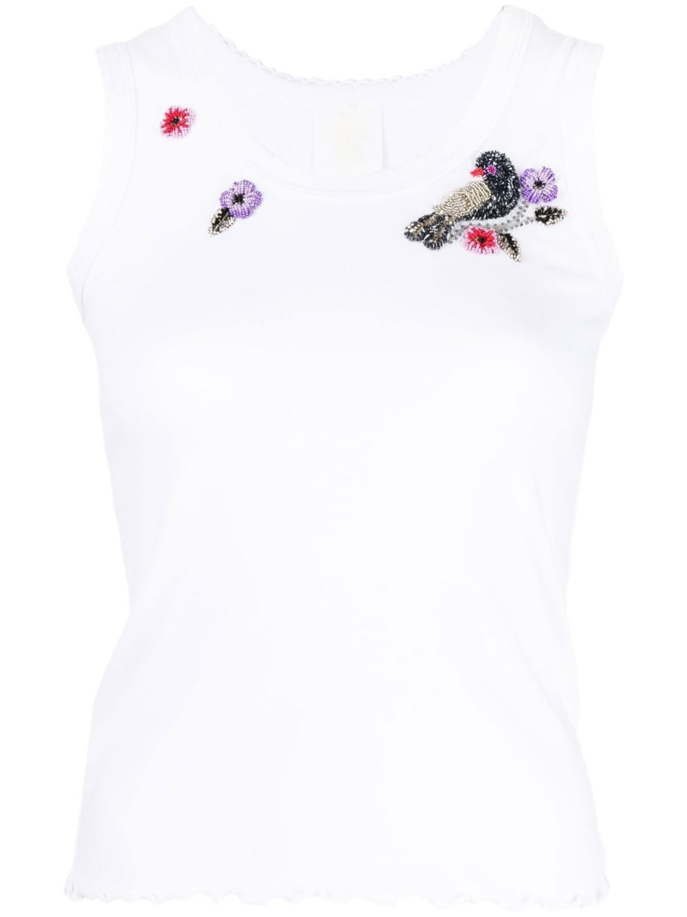 Anna Sui beaded-bird detail tank top - White von Anna Sui