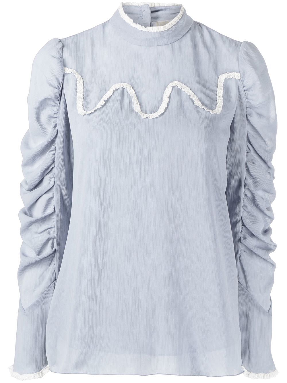 Anna Sui ruched lace-trim top - Blue von Anna Sui