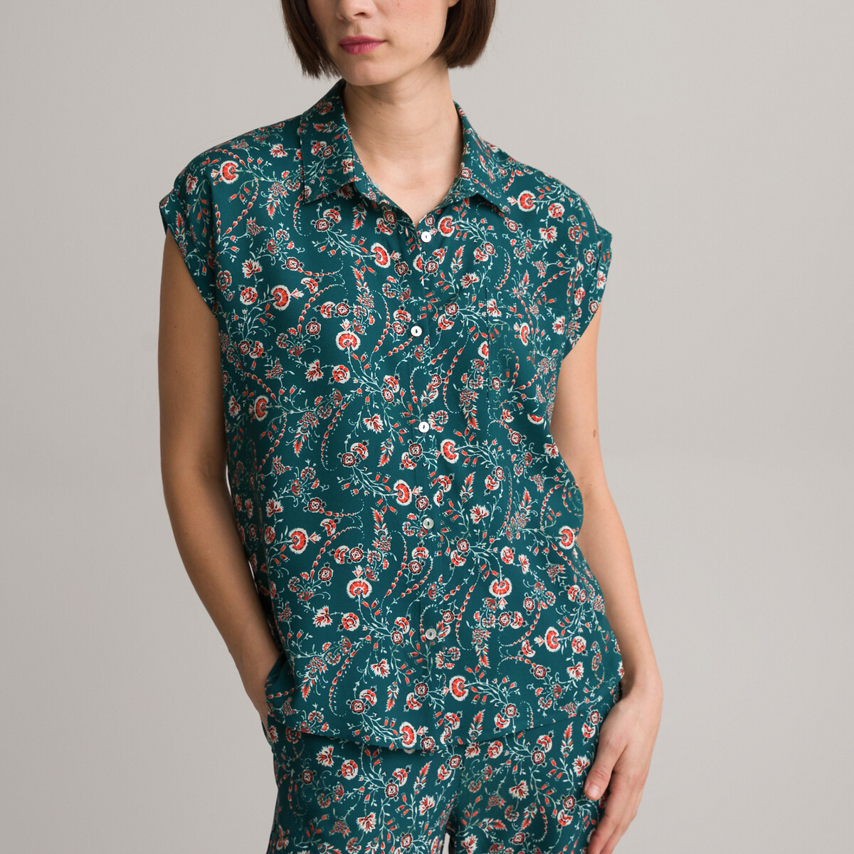 Ärmellose Bluse, Blumenmuster von Anne weyburn