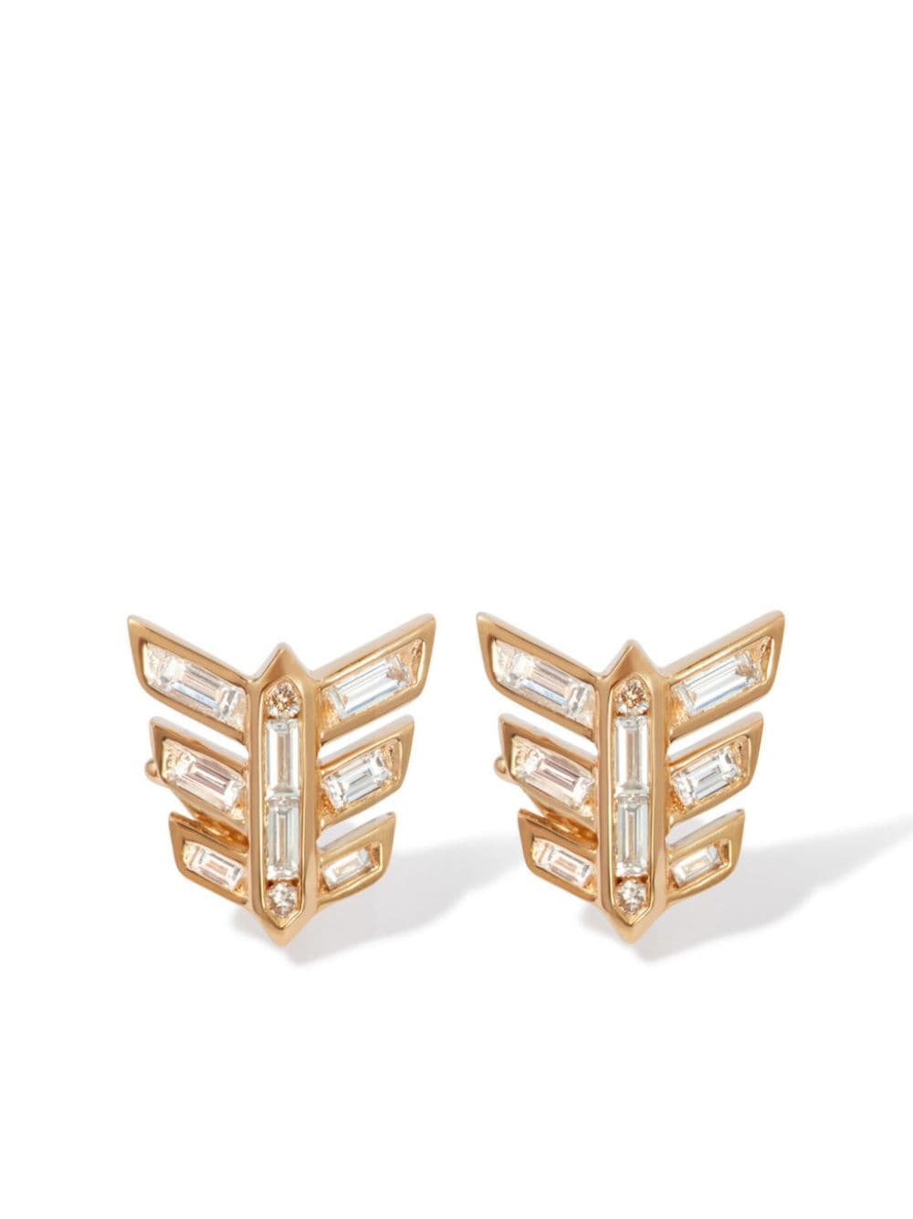 Annoushka 18kt yellow gold Deco Feather diamond stud earrings von Annoushka