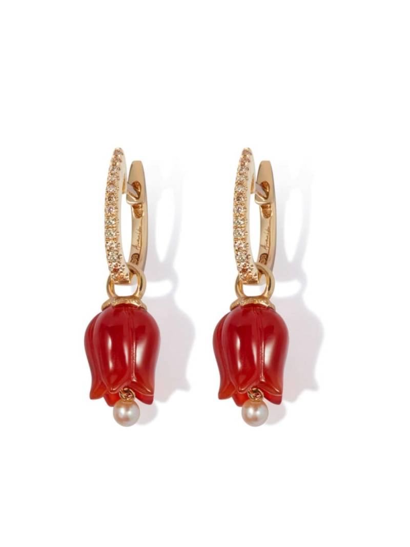 Annoushka 18kt yellow gold Tulip diamond and agate drop earrings von Annoushka