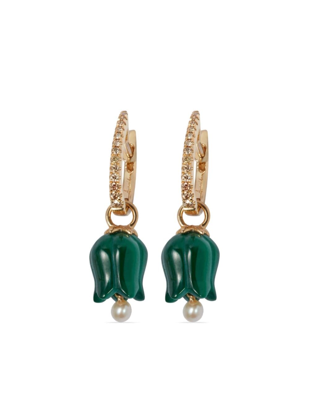 Annoushka 18kt yellow gold Tulip diamond and malachite drop earrings von Annoushka