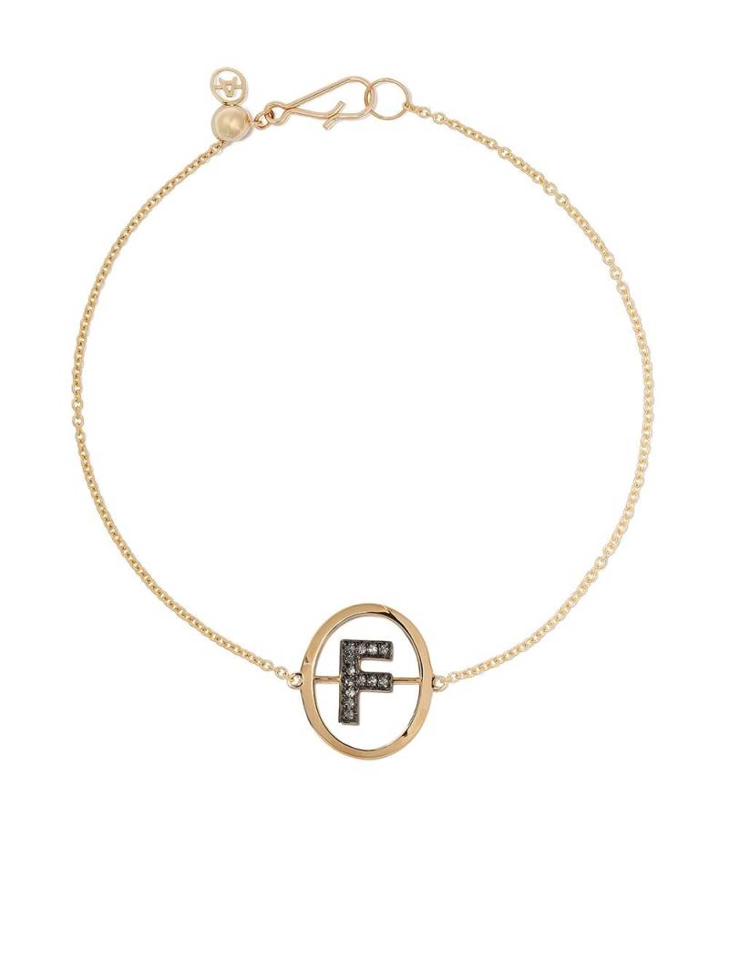 Annoushka 18kt yellow gold diamond initial F bracelet von Annoushka