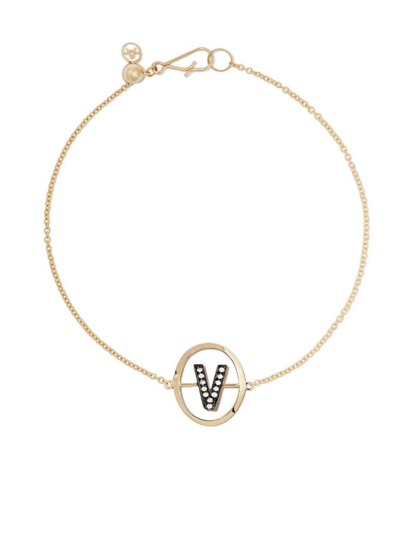 Annoushka 18kt yellow gold diamond initial V bracelet von Annoushka