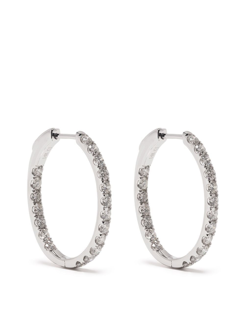 Anonymous recycled 14kt white gold diamond hoop earrings - Silver von Anonymous