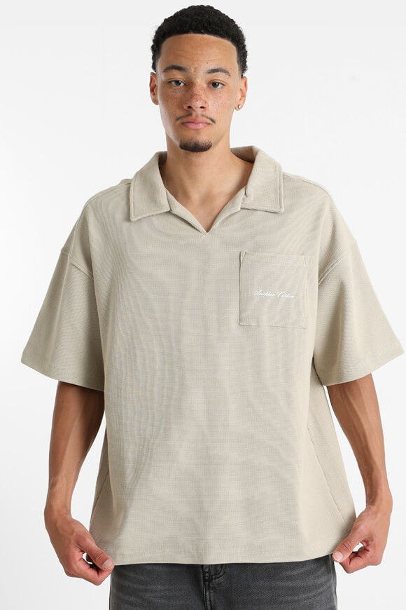 Another Cotton Oversize Poloshirt mit Waffelstruktur | Beige | Herren | L Another Cotton Oversize Poloshirt mit Waffelstruktur | Beige | Herren | L von Another Cotton