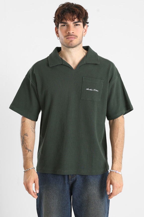 Another Cotton Oversize Poloshirt mit Waffelstruktur | Bottle Green | Herren  | XL von Another Cotton