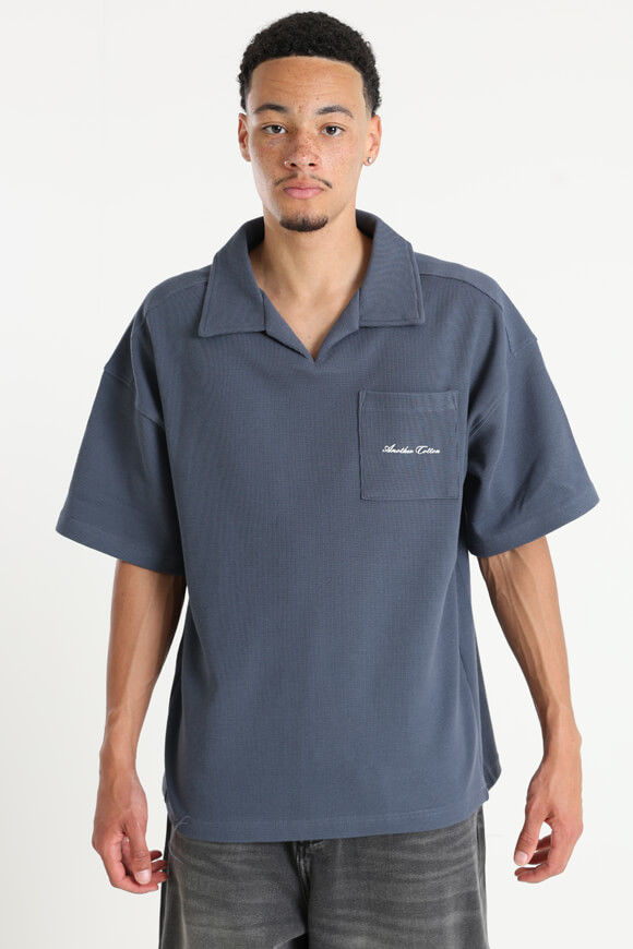 Another Cotton Oversize Poloshirt mit Waffelstruktur | Vintage Blue | Herren  | XL von Another Cotton