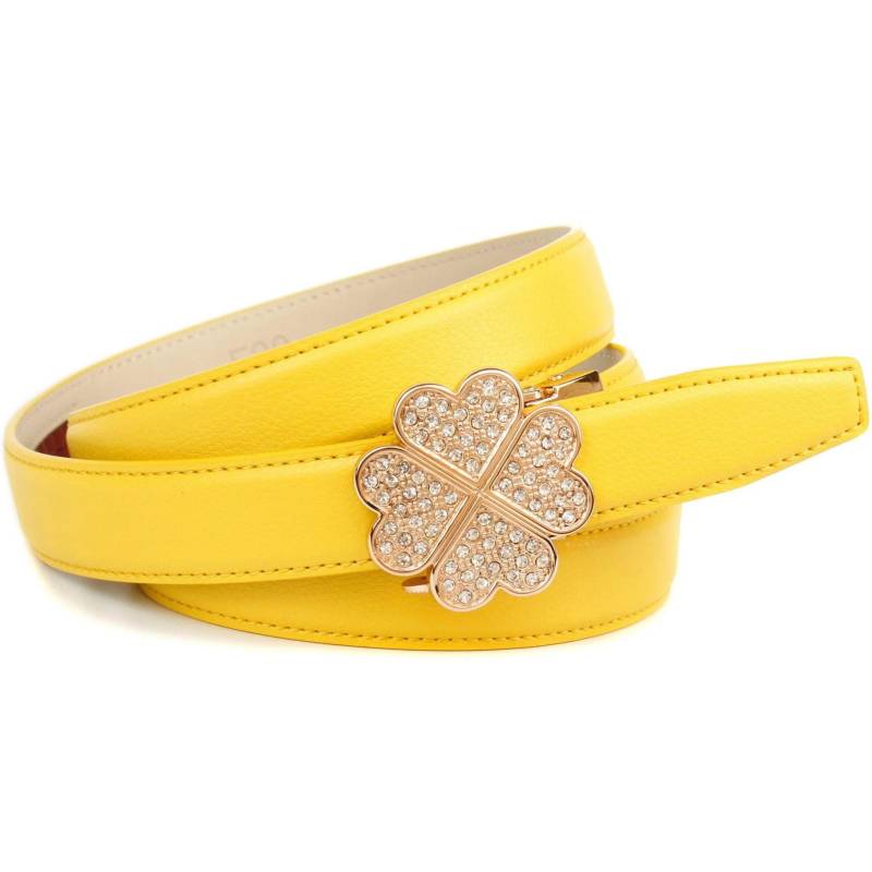 Anthoni Crown Ledergürtel, mit Kleeblatt-Schliesse und Glitzersteinen von Anthoni Crown