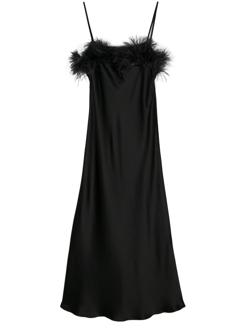 Antonelli Ligorio feather-trim satin dress - Black von Antonelli