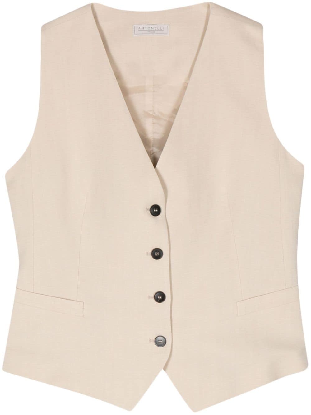 Antonelli V-neck buttoned waiscoat - Neutrals von Antonelli