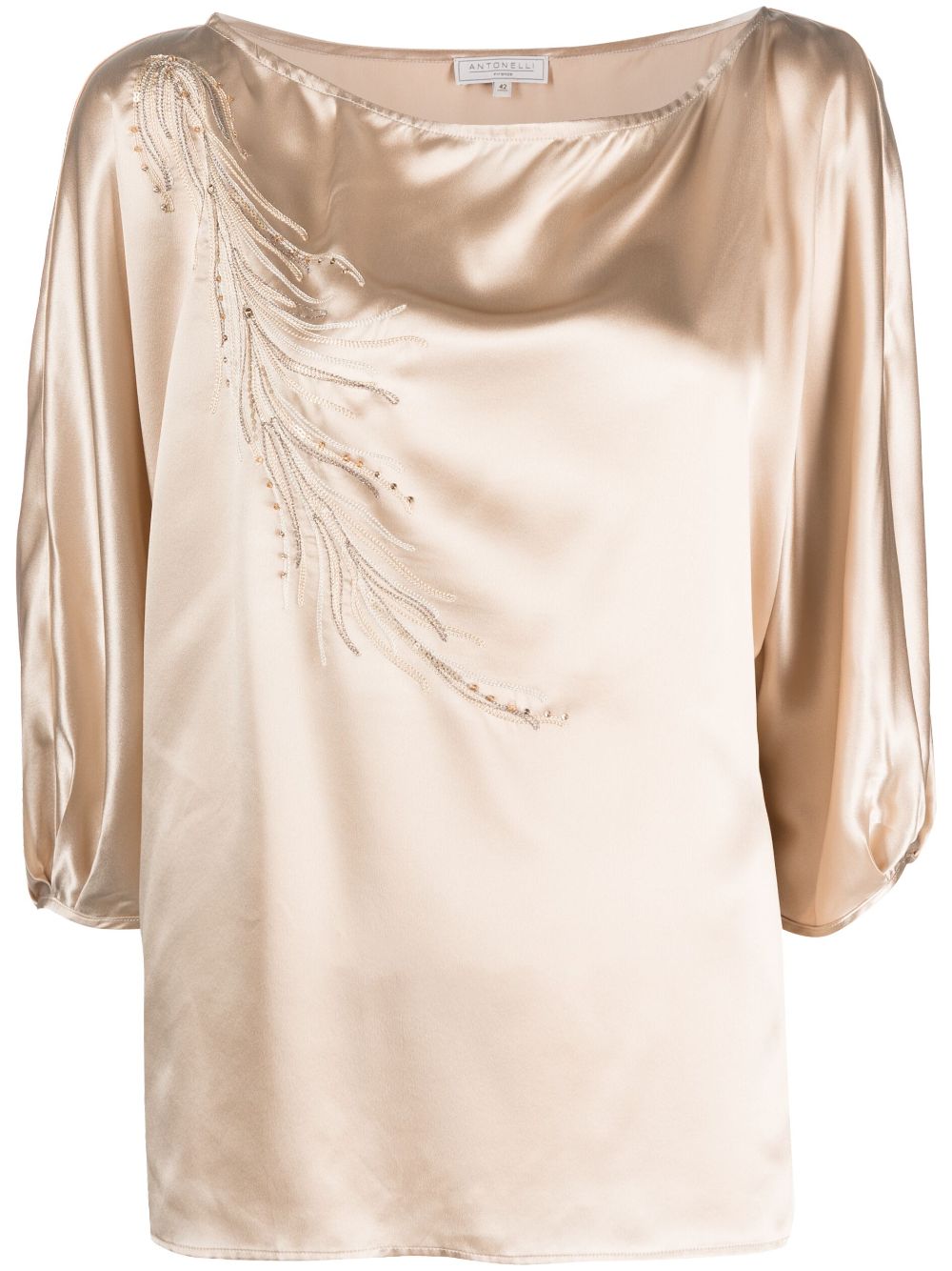 Antonelli bead-embellished embroidered blouse - Neutrals von Antonelli