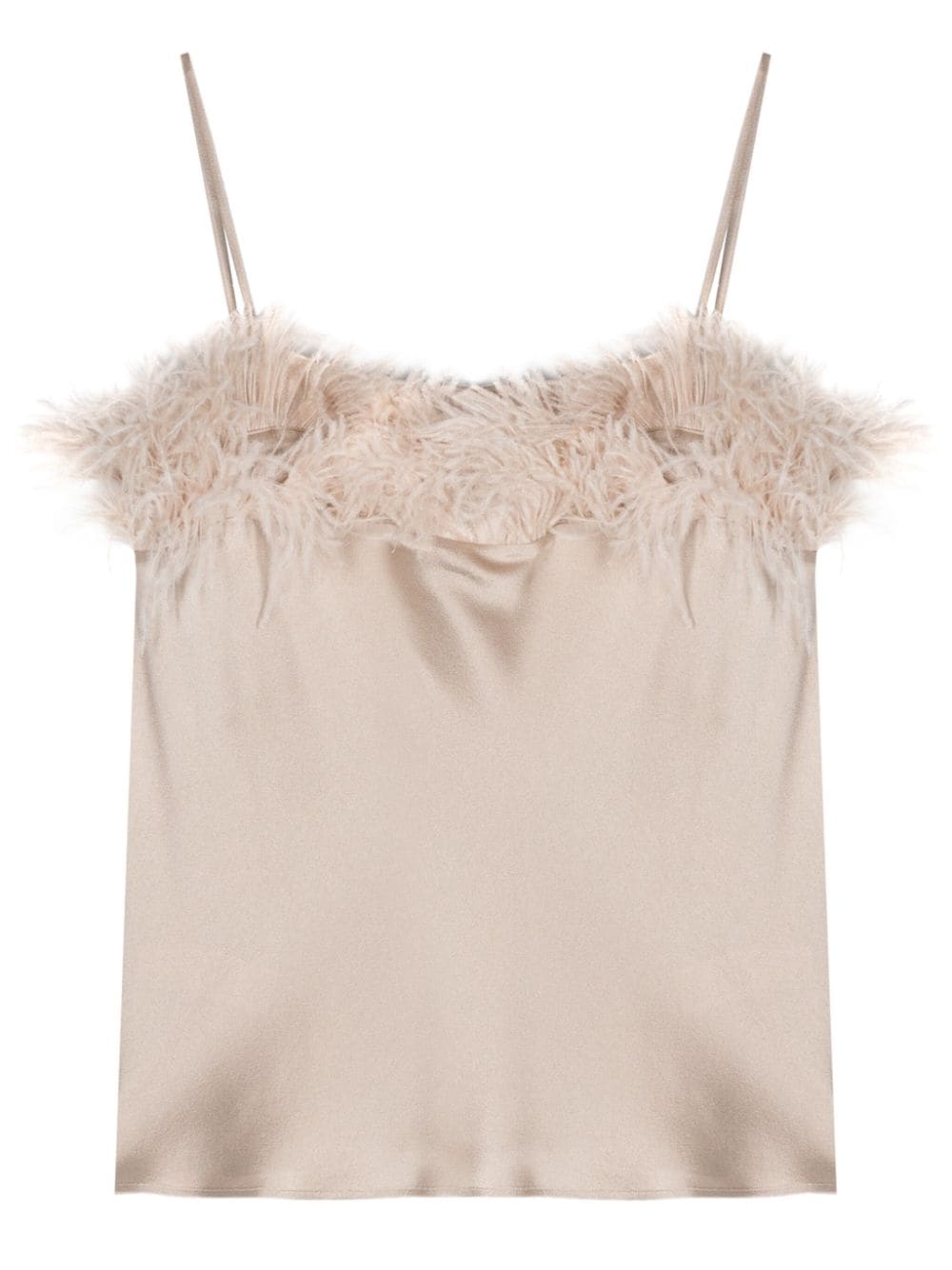 Antonelli feather-trim satin top - Neutrals von Antonelli