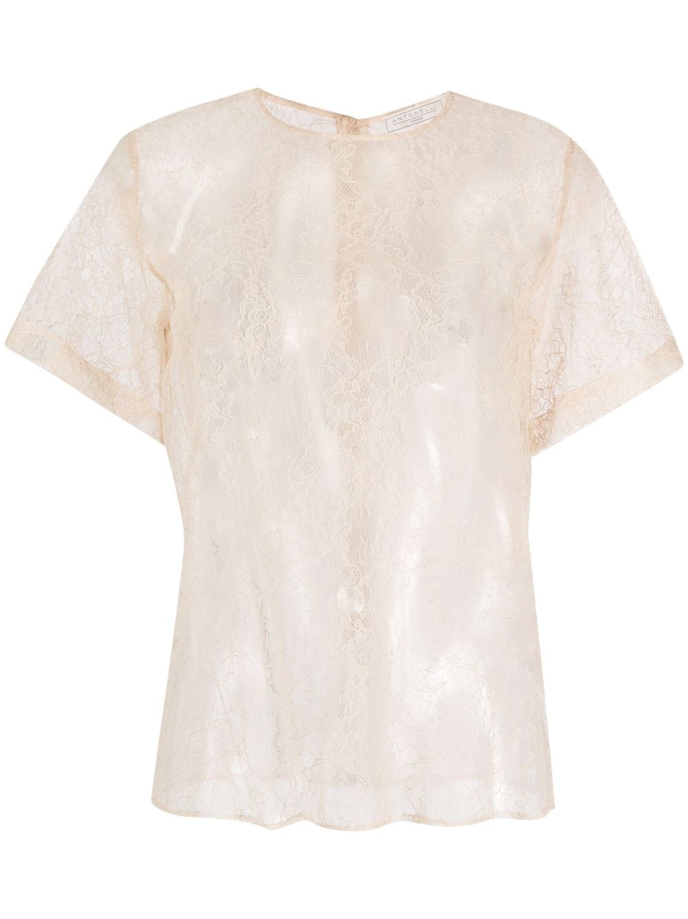 Antonelli round-neck lace T-shirt - Neutrals von Antonelli