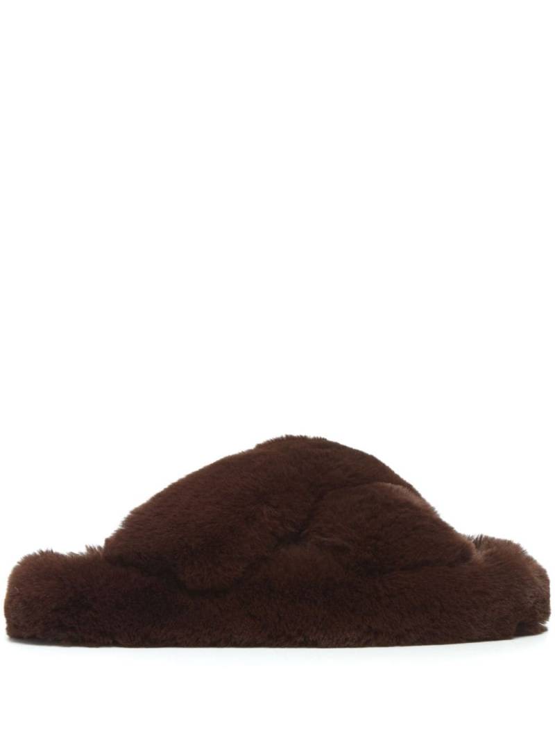 Apparis Biba faux-fur crossover slippers - Brown von Apparis