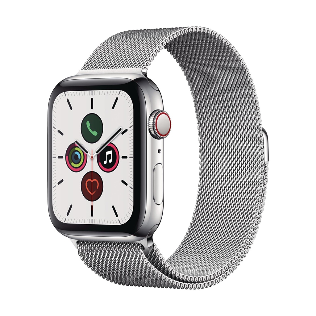 Apple Smartwatch »Serie 5, GPS Cellular, 44 mm Edelstahl-Gehäuse mit Sportarmband«, (Watch OS MWWG2FD/A) von Apple