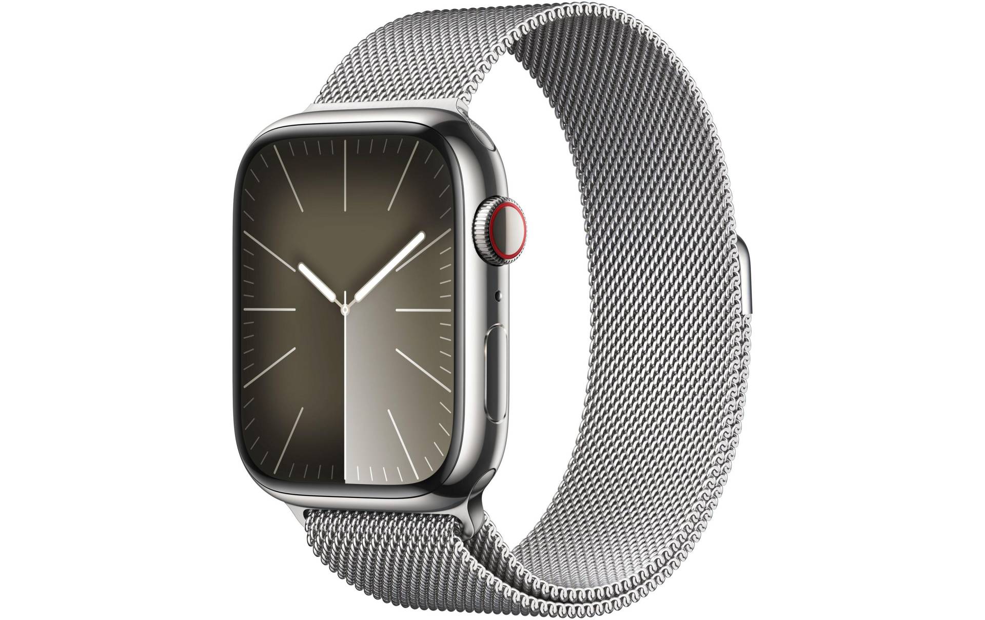 Apple Smartwatch »Series 9, GPS + Cellular, Edelstahl-Gehäuse mit Milanaise Armband«, (Watch OS 10) von Apple