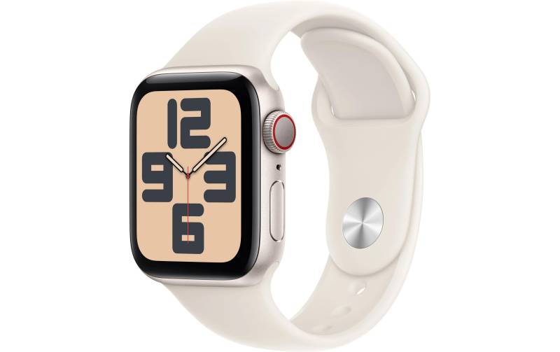 Apple Watch SE (2024), 40 mm, GPS + Cellular, Sport Band M/L, Polarstern von Apple