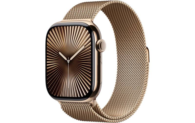 Apple Watch Series 10 Titan, 46 mm, GPS + Cellular, Milanese Loop S/M, Goldfarben von Apple