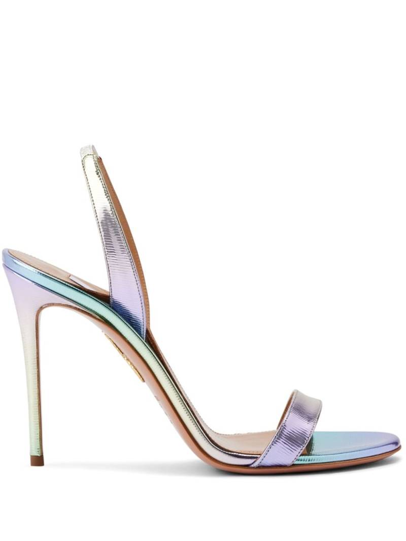 Aquazzura 105mm So Nude iridescent leather sandals - Purple von Aquazzura