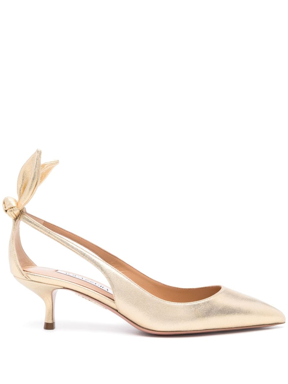 Aquazzura 50mm bow-detail leather pumps - Gold von Aquazzura