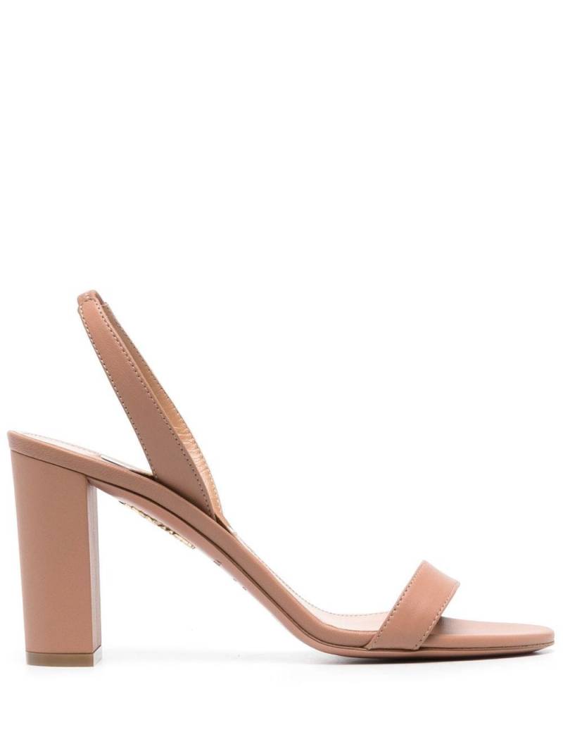 Aquazzura 90mm heeled leather mules - Neutrals von Aquazzura