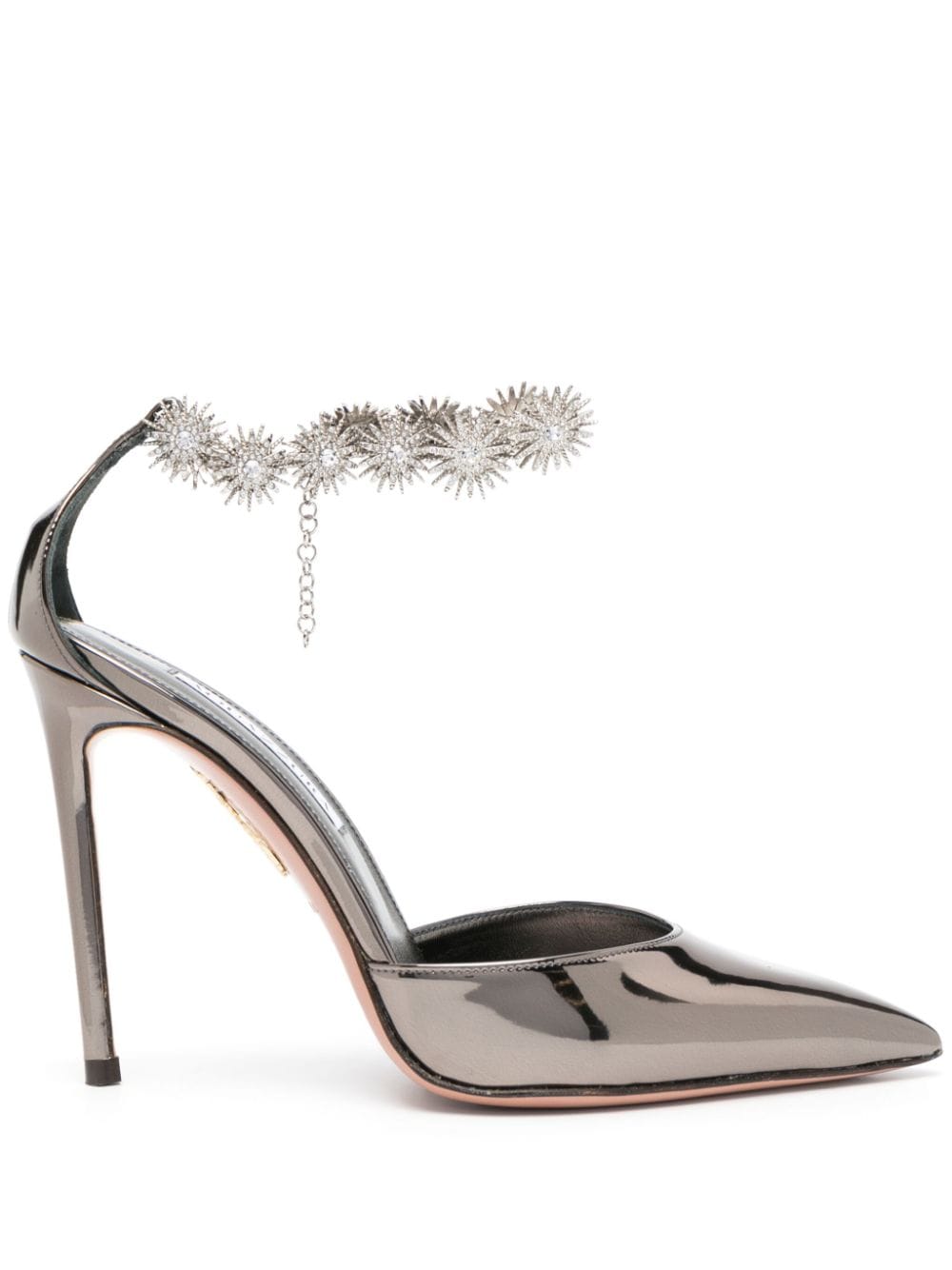 Aquazzura Comet 105mm crystal-embellished patent pumps - Silver von Aquazzura