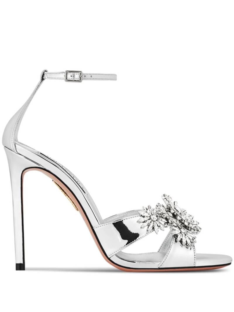 Aquazzura Crystal Margarita 105mm metallic sandals - Silver von Aquazzura