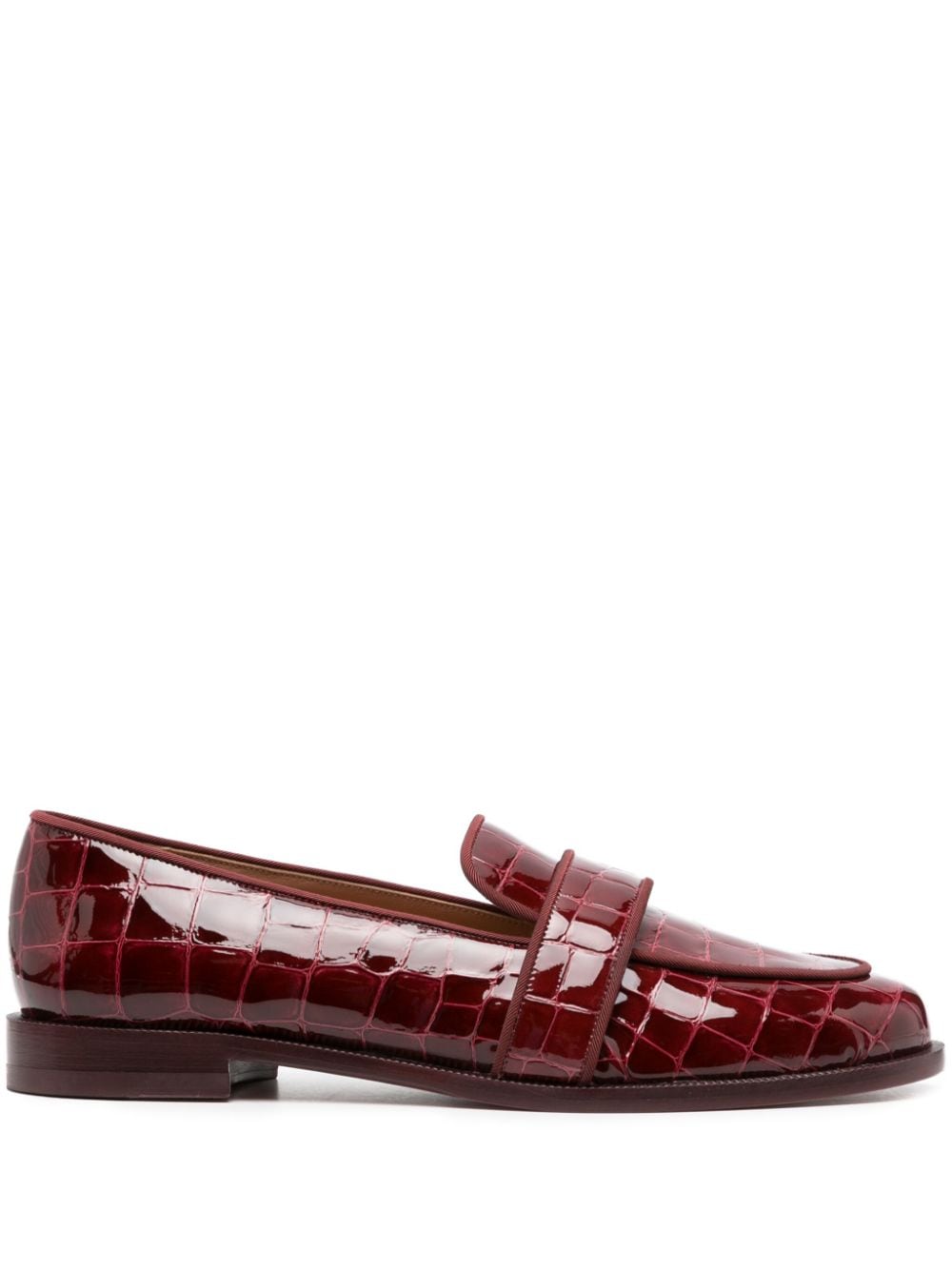 Aquazzura Martin crocodile-embossed leather loafers - Red von Aquazzura