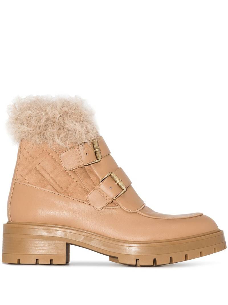 Aquazzura Ryan faux-fur buckle-strap boots - Neutrals von Aquazzura