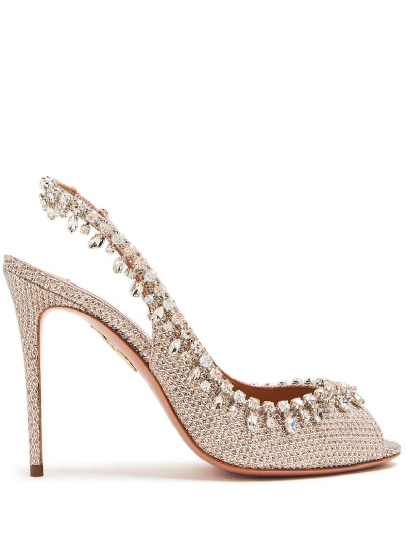 Aquazzura Temptation 105mm crystal-embellished sandals - Gold von Aquazzura