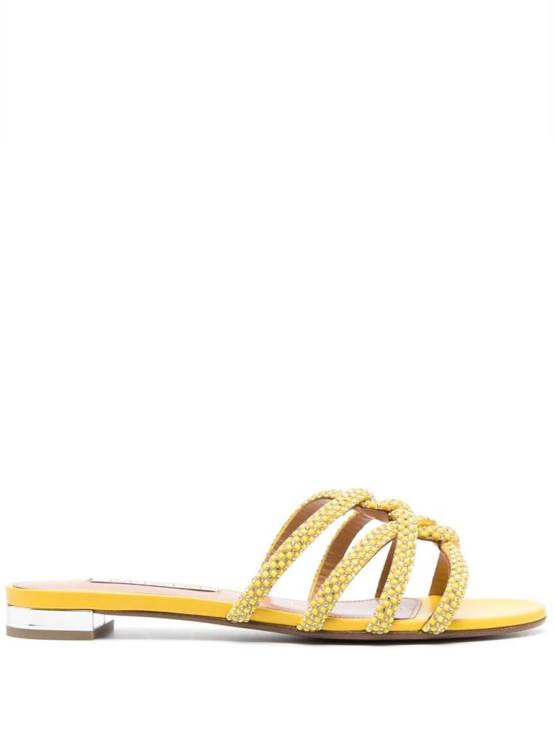 Aquazzura crystal-embellished flat sandals - Yellow von Aquazzura