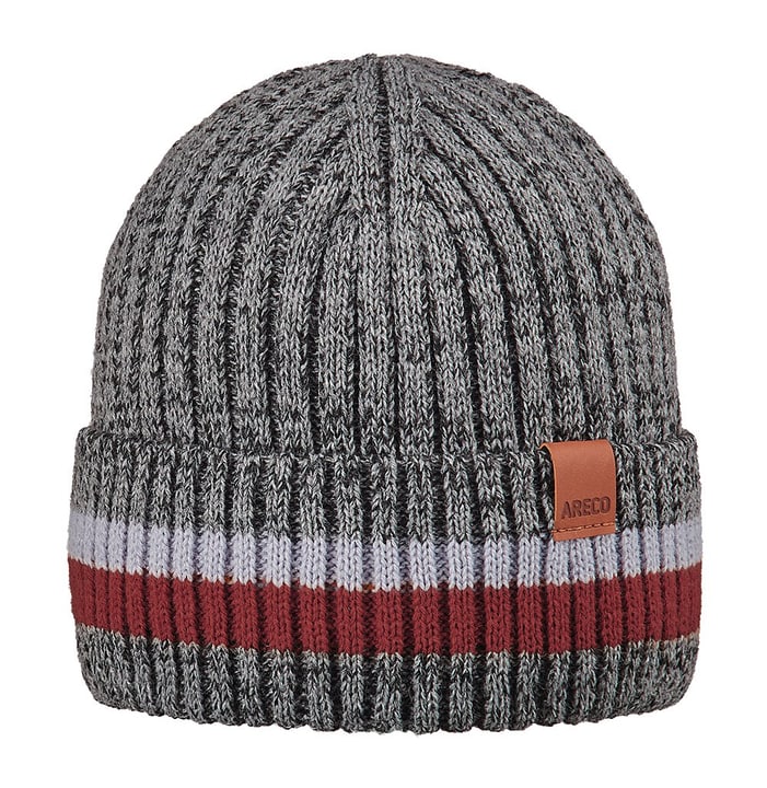 Areco Umschlagbeanie mit Badge Mütze grau von Areco