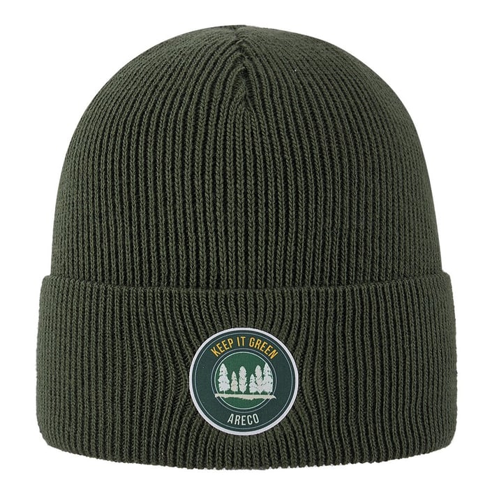 Areco Umschlagbeanie mit Badge Mütze olive von Areco