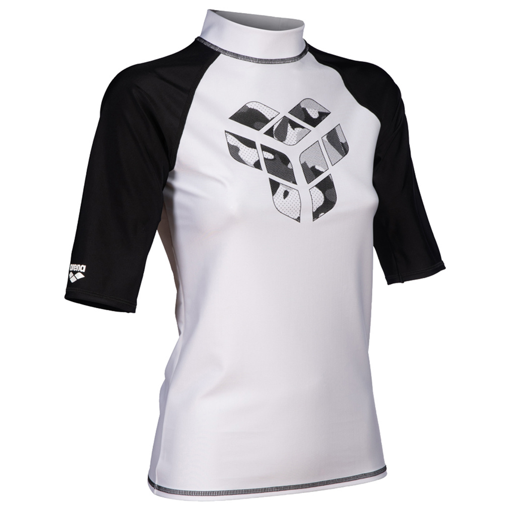 Arena Damen UV Shirts Arena Damen UV Shirts W   Rash Vest S/S Graphic, Weiss, ideal für Wassersport, Weiss von Arena