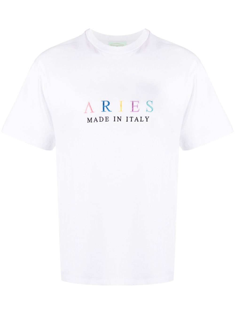 Aries logo-embroidered cotton T-shirt - White von Aries