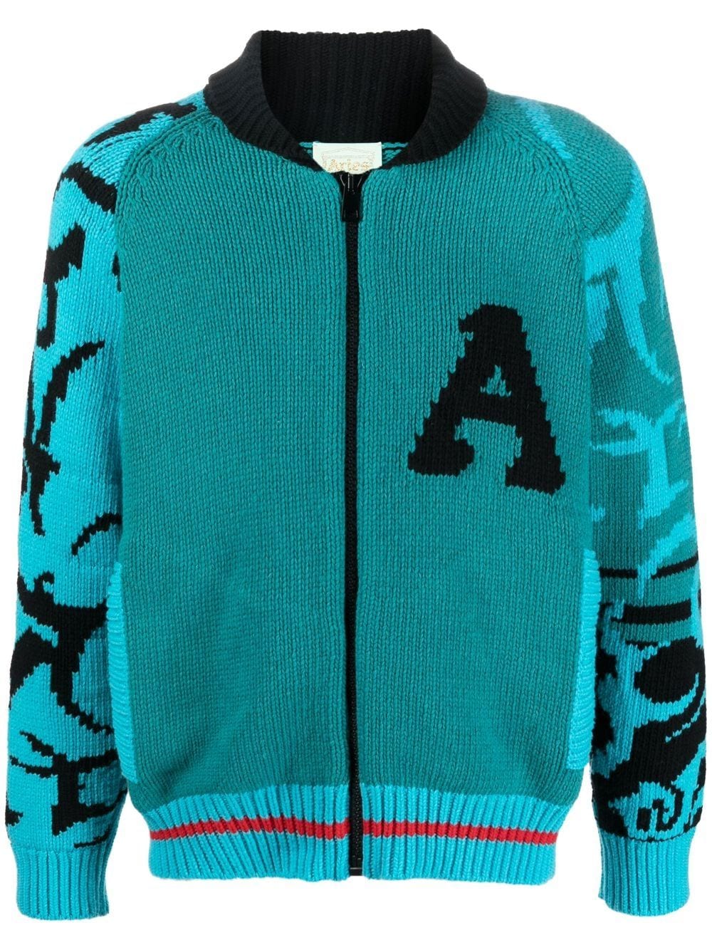 Aries logo-intarsia zip-up cardigan - Blue von Aries