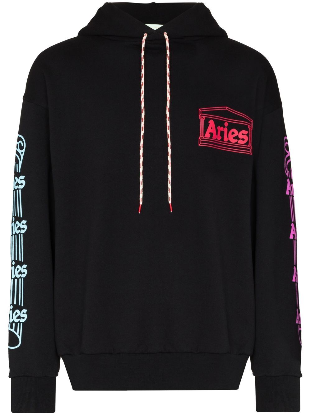 Aries logo-print drawstring hoodie - Black von Aries