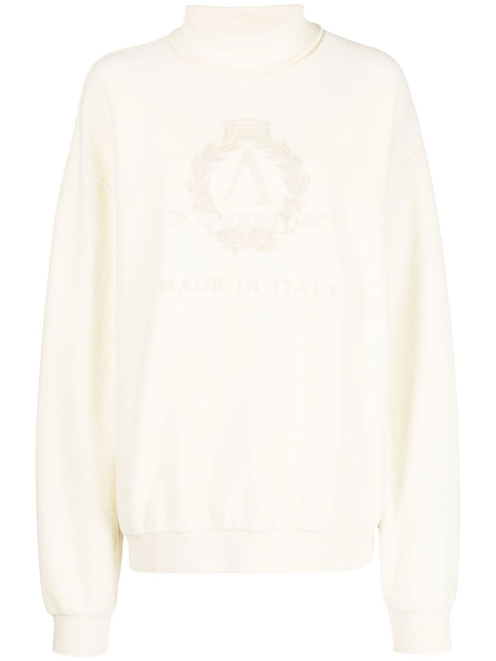 Aries logo-print roll-neck sweatshirt - Neutrals von Aries