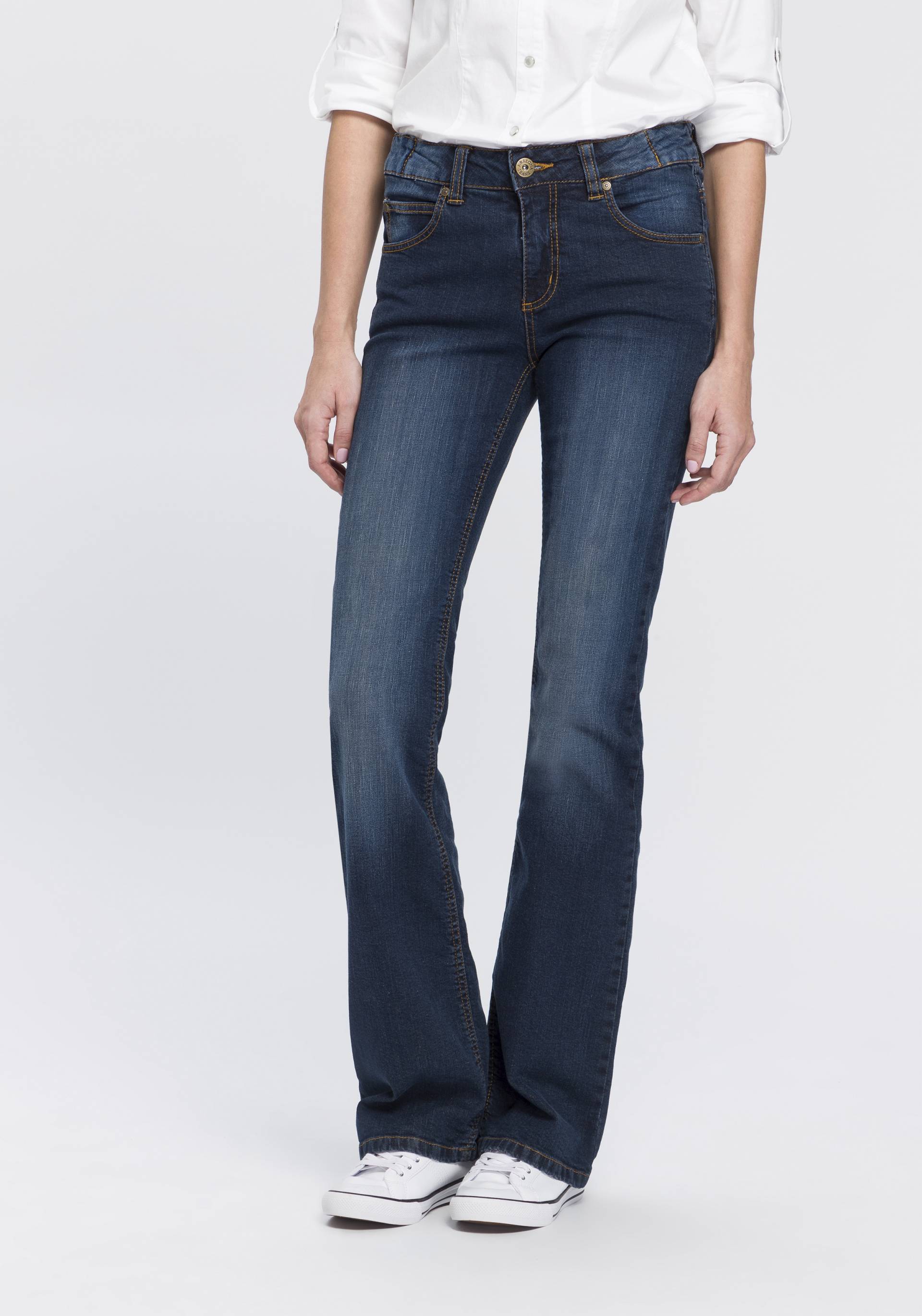 Arizona Bootcut-Jeans »Bund mit seitlichem Gummizugeinsatz« von Arizona