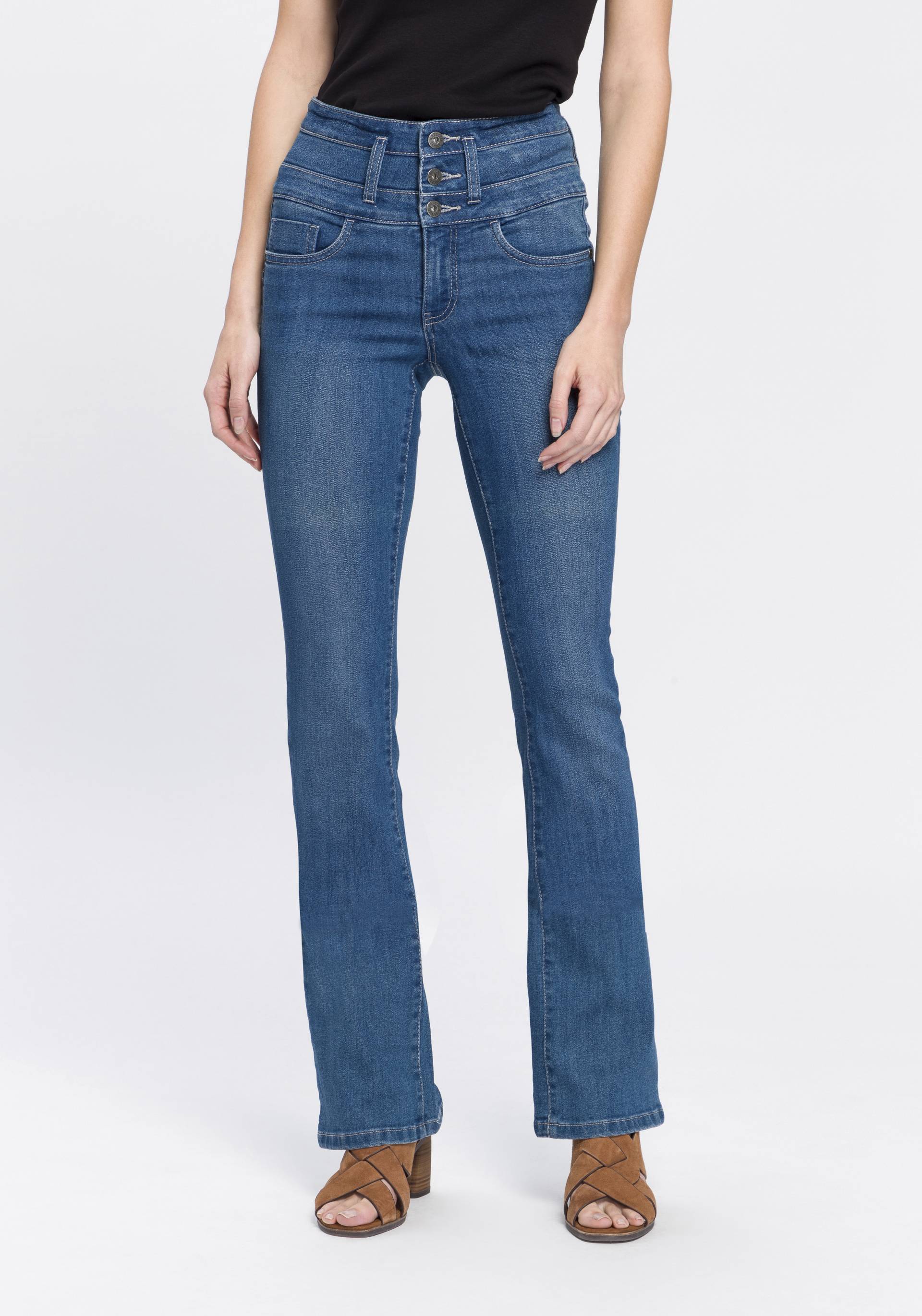 Arizona Bootcut-Jeans »mit extrabreitem Bund«, High Waist von Arizona