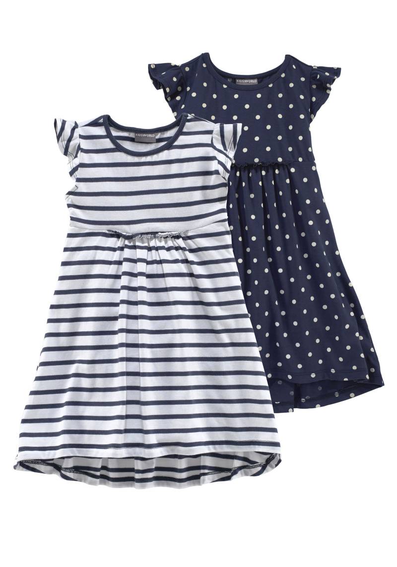 KIDSWORLD Jerseykleid »für kleine Mädchen«, (Packung, 2 tlg.), kniefrei, modischer Stil, aus reiner Baumwolle, breite Träger von KIDSWORLD