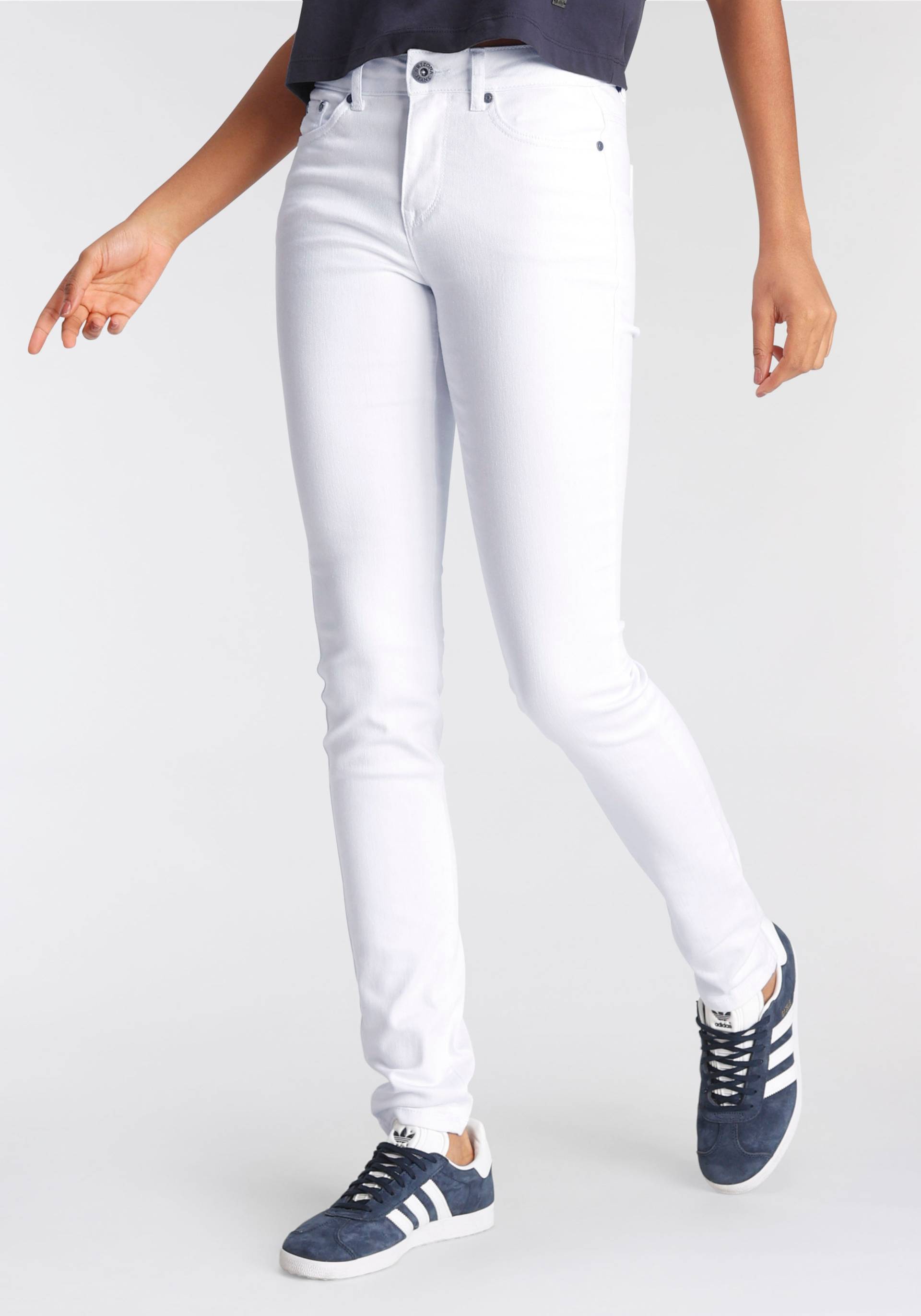 Arizona Slim-fit-Jeans »Shaping«, enge Passform, Röhrenjeans, Used-Look-Waschung, hohe Leibhöhe Arizona Slim-fit-Jeans »Shaping«, enge Passform, Röhrenjeans, Used-Look-Waschung, hohe Leibhöhe von Arizona