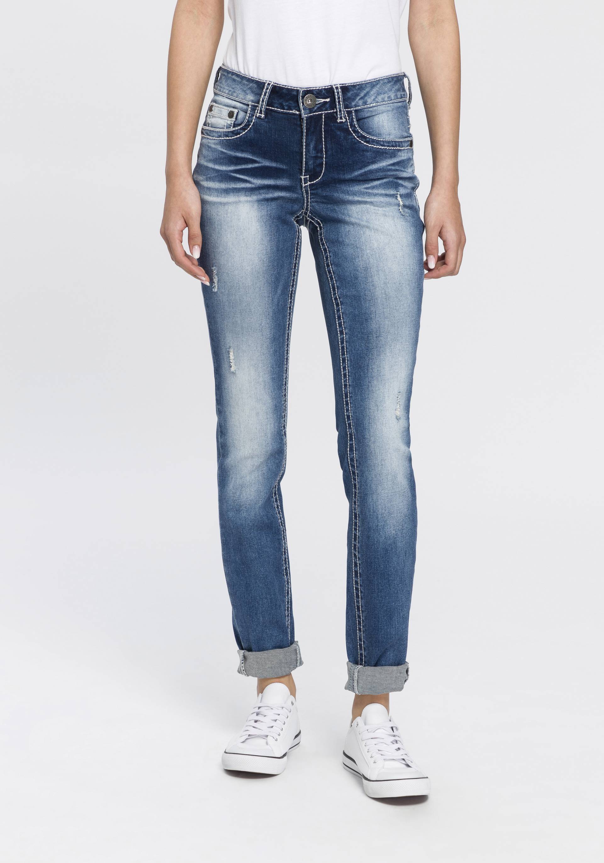Arizona Skinny-fit-Jeans »mit Kontrastnähten und Pattentaschen« von Arizona