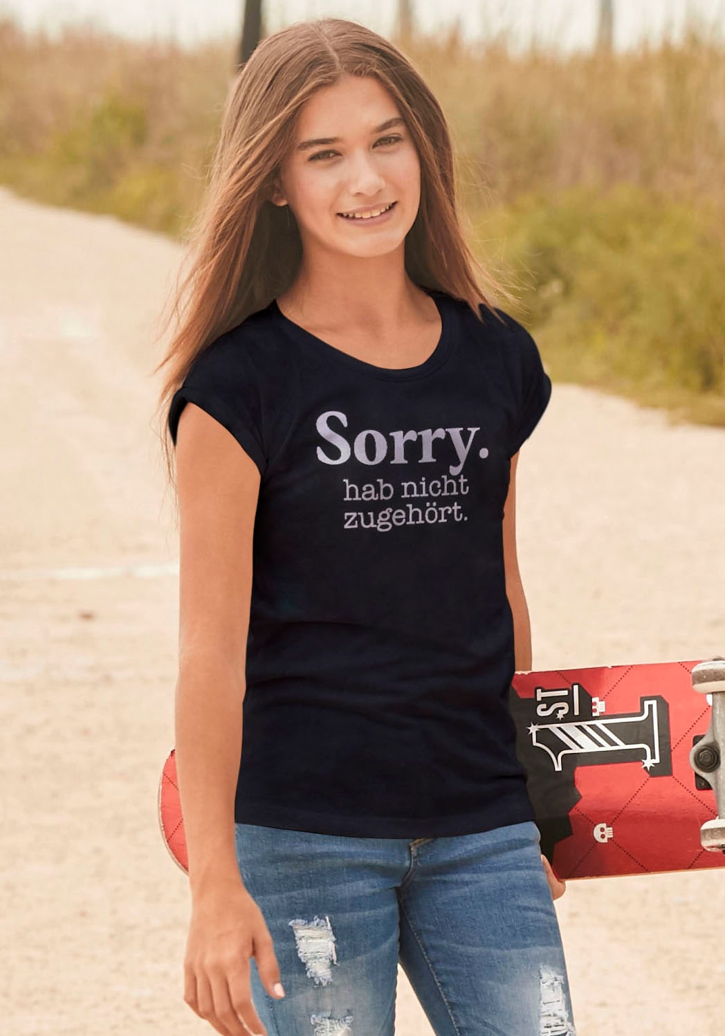 KIDSWORLD T-Shirt »Sorry. hab nicht zugehört.«, in weiter legerer Form von KIDSWORLD