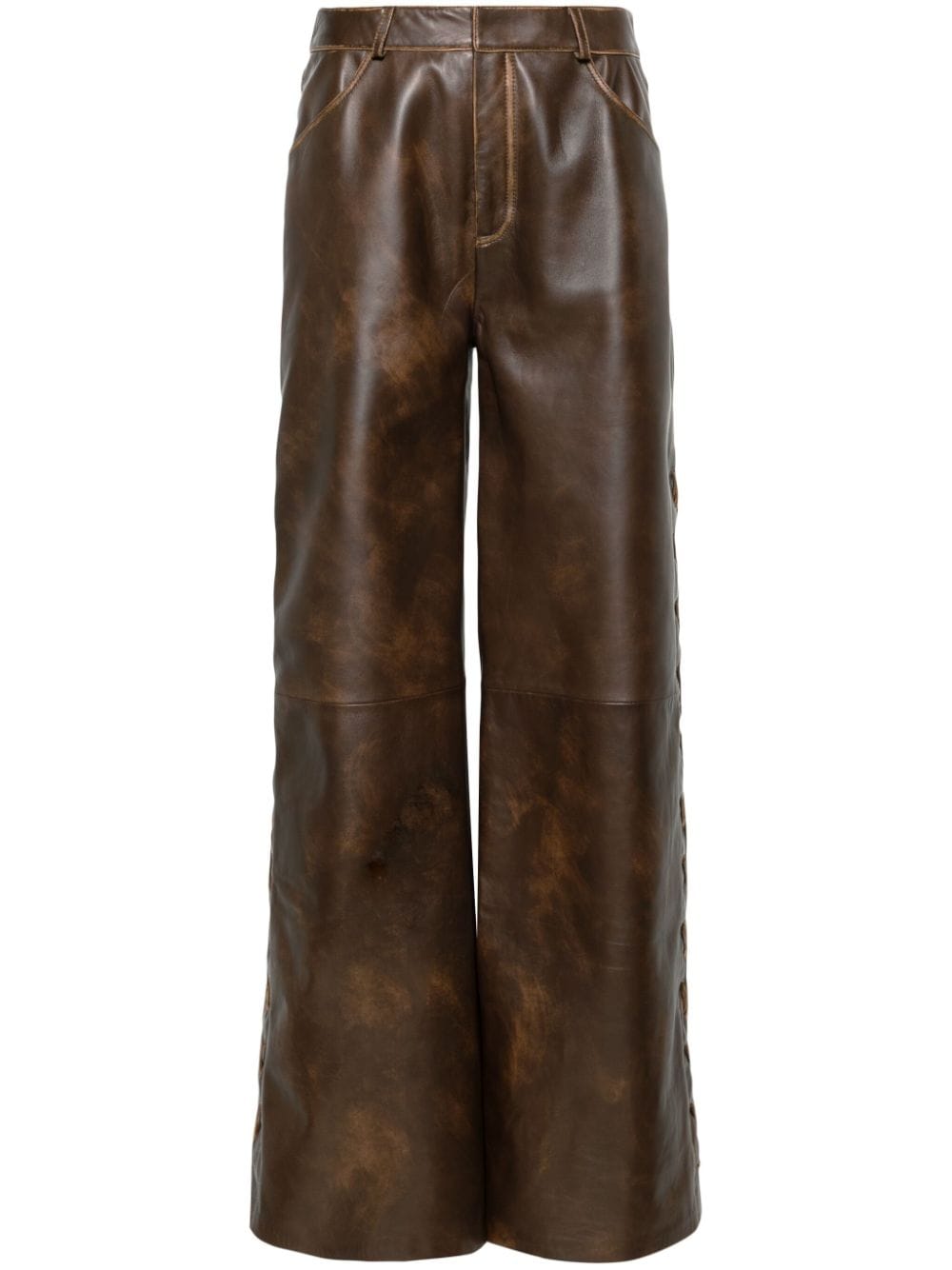 Arma Nisida wide-leg leather trousers - Brown von Arma