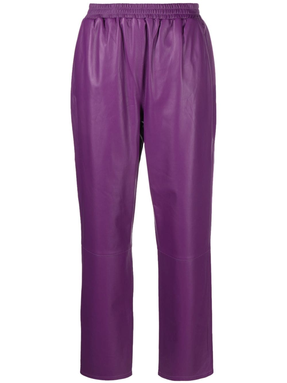 Arma elasticated-waist leather straight trousers - Purple von Arma