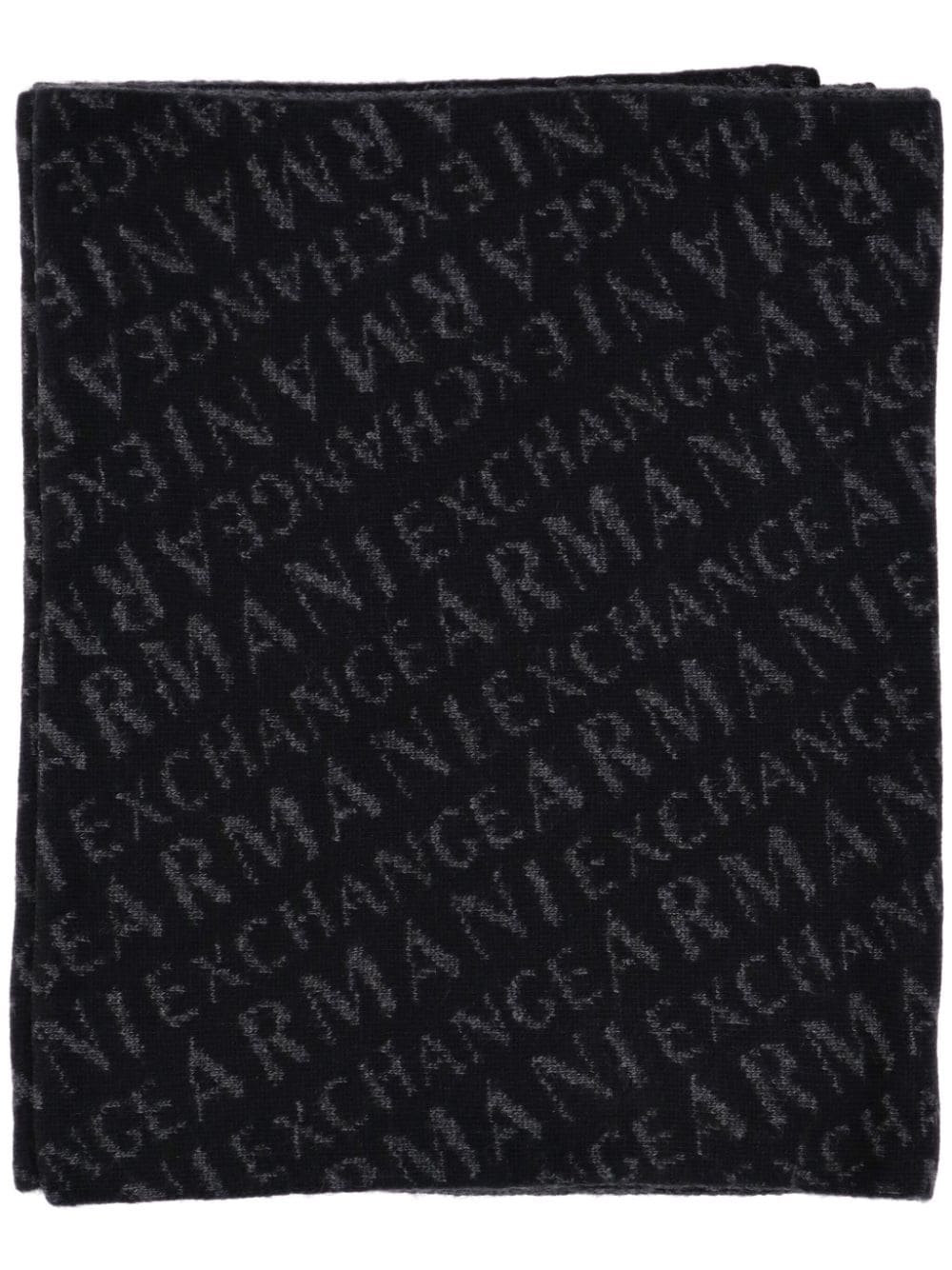 Armani Exchange Exchange intarsia-knit logo scarf - Black von Armani Exchange