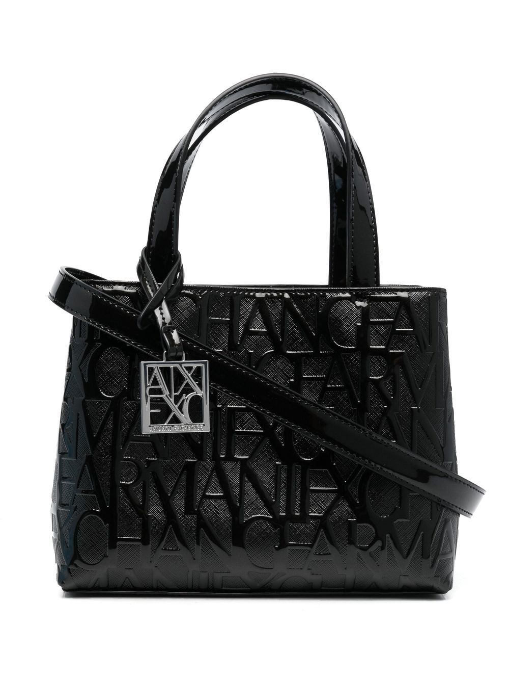 Armani Exchange all-over embossed logo tote - Black von Armani Exchange