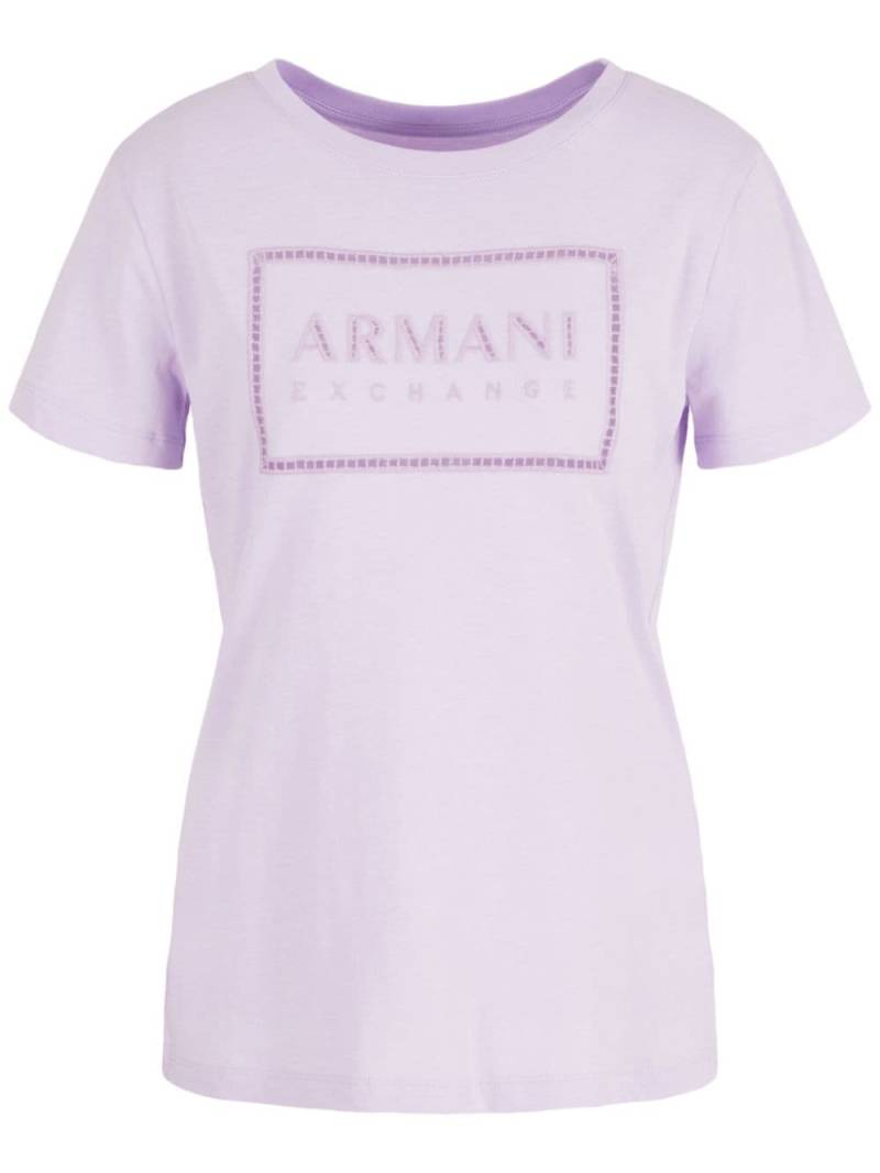 Armani Exchange cut-out logo cotton T-shirt - Purple von Armani Exchange